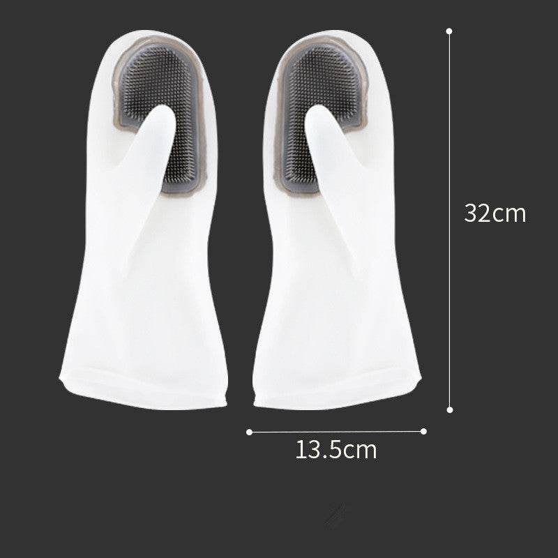 White Transparent Solid Color Tenacity Thin Magic Silicone Gloves Household Water-proof Washing Dishes Brush Bowl Brush Artifact - Mubimart
