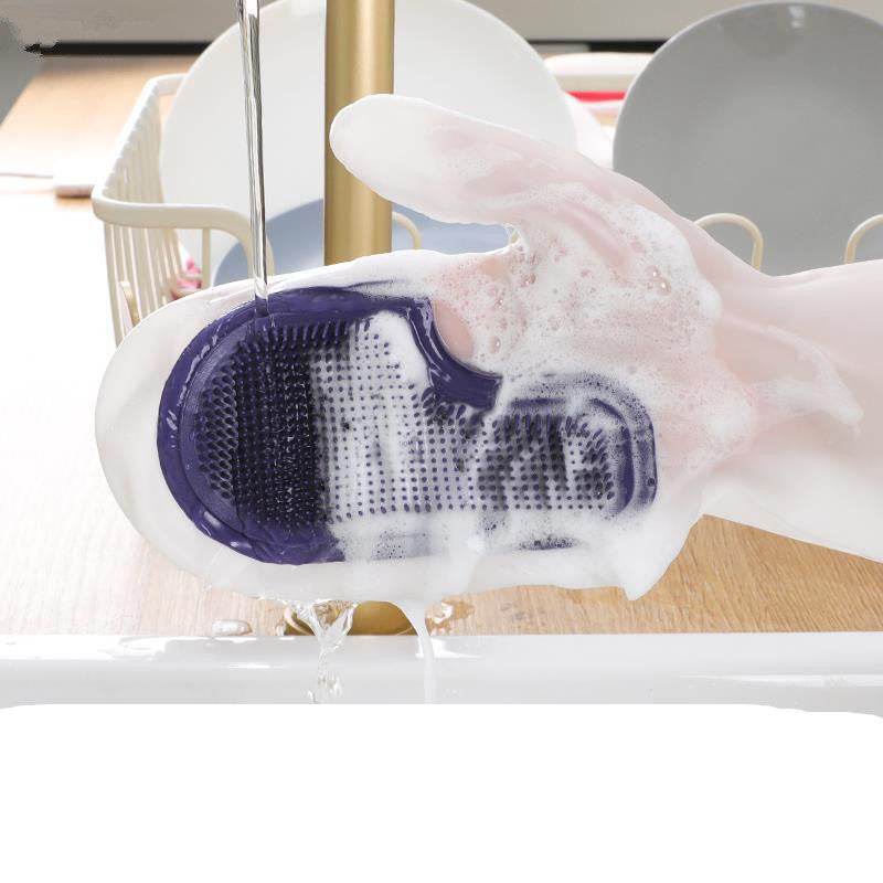 White Transparent Solid Color Tenacity Thin Magic Silicone Gloves Household Water-proof Washing Dishes Brush Bowl Brush Artifact - Mubimart