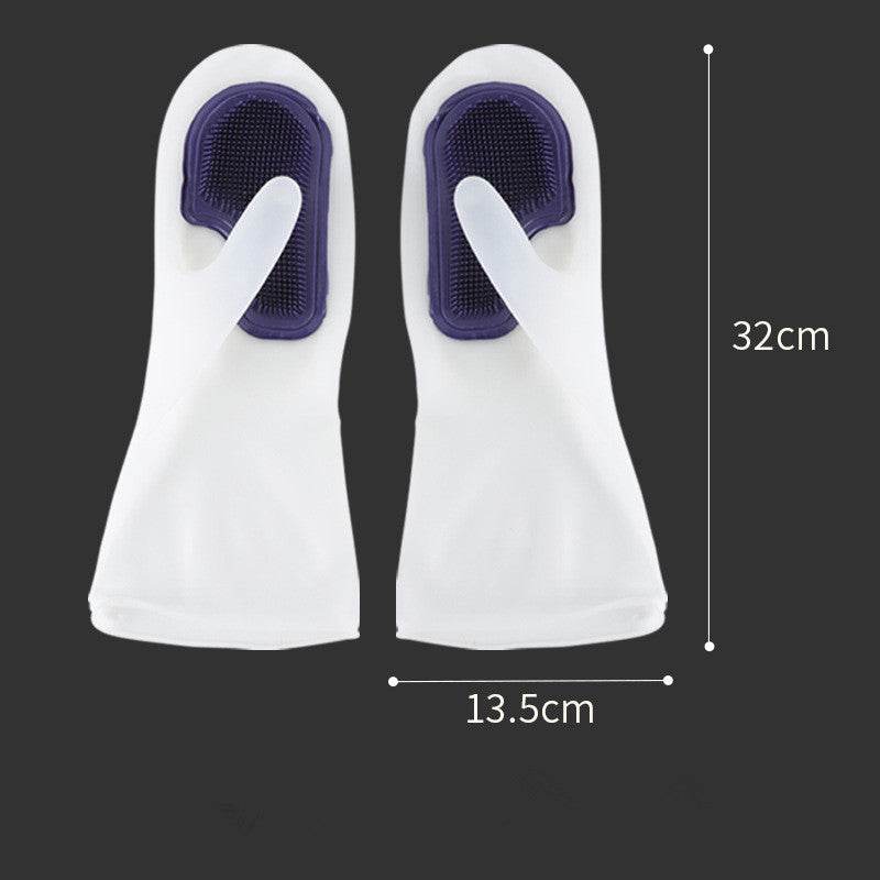 White Transparent Solid Color Tenacity Thin Magic Silicone Gloves Household Water-proof Washing Dishes Brush Bowl Brush Artifact - Mubimart