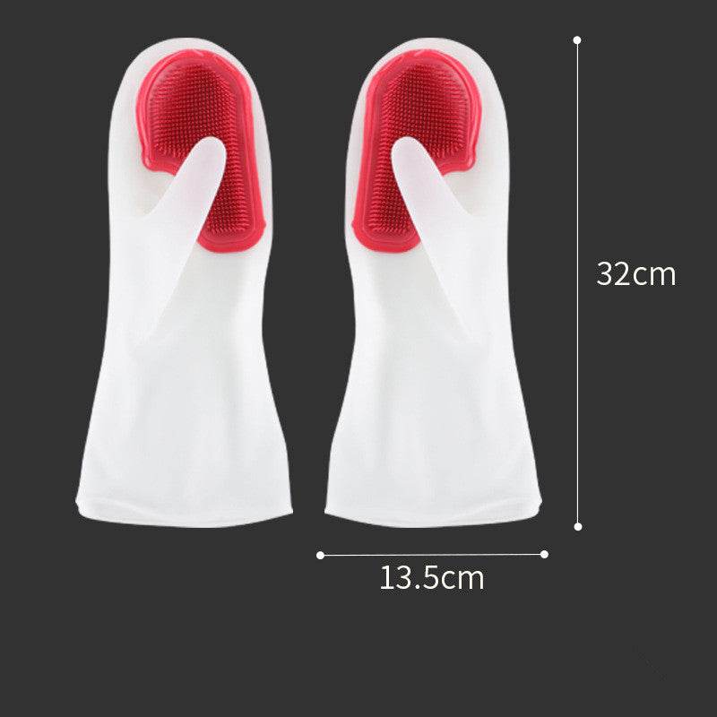 White Transparent Solid Color Tenacity Thin Magic Silicone Gloves Household Water-proof Washing Dishes Brush Bowl Brush Artifact - Mubimart