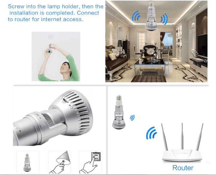 Wifi Light Bulb Security Camera - Mubimart
