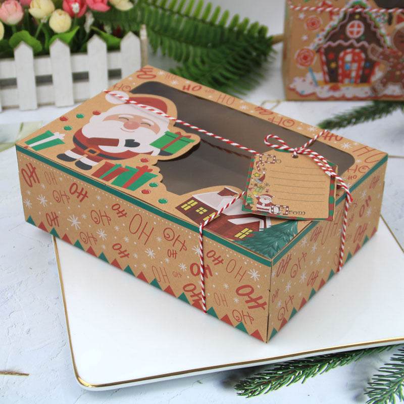 Window Christmas Candy Biscuit Box Cake Bread Muffin Gingerbread Box - Mubimart
