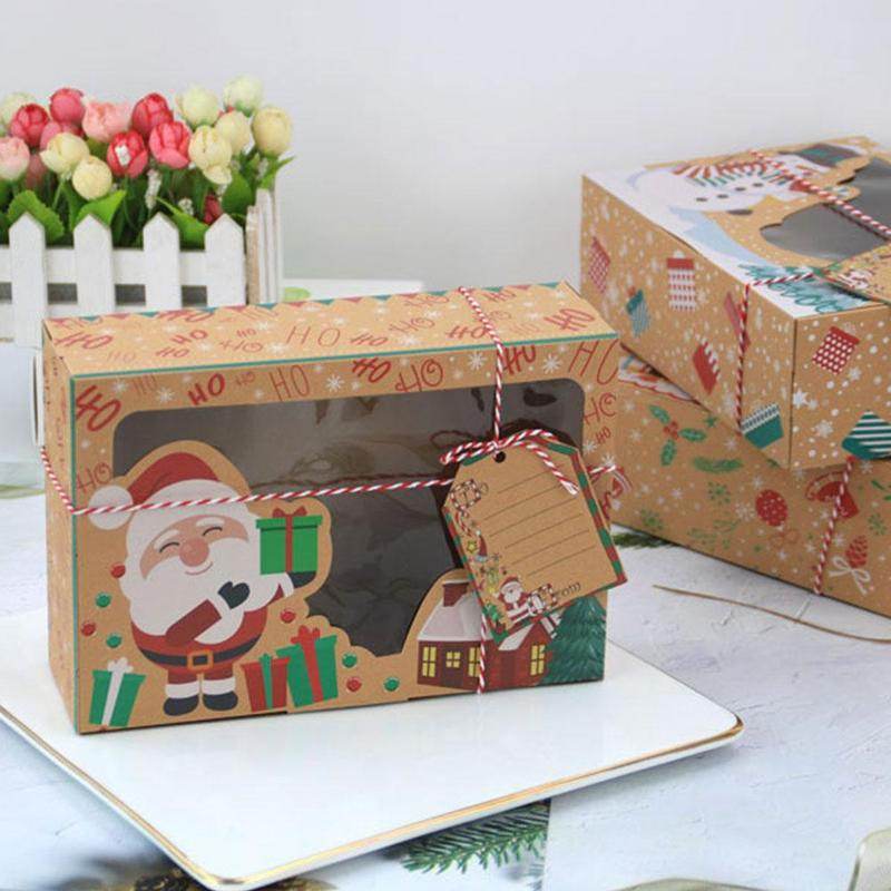 Window Christmas Candy Biscuit Box Cake Bread Muffin Gingerbread Box - Mubimart