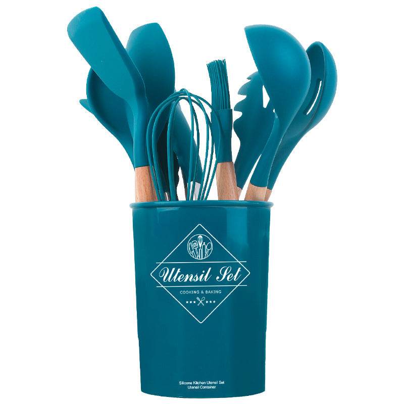 Wooden Handle kitchenware Silicone Spatula Household Cooking Spatula - Mubimart