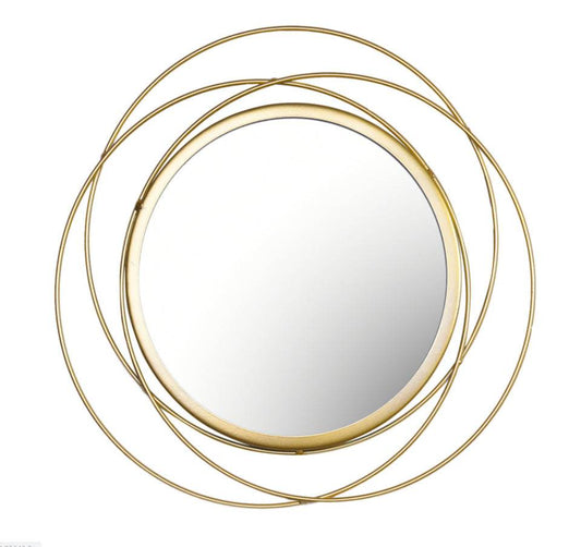 Wrought Iron Round Frame Decorative Wall-Mounted Mirror Gold Leaf Wall-Mounted Mirror - Mubimart