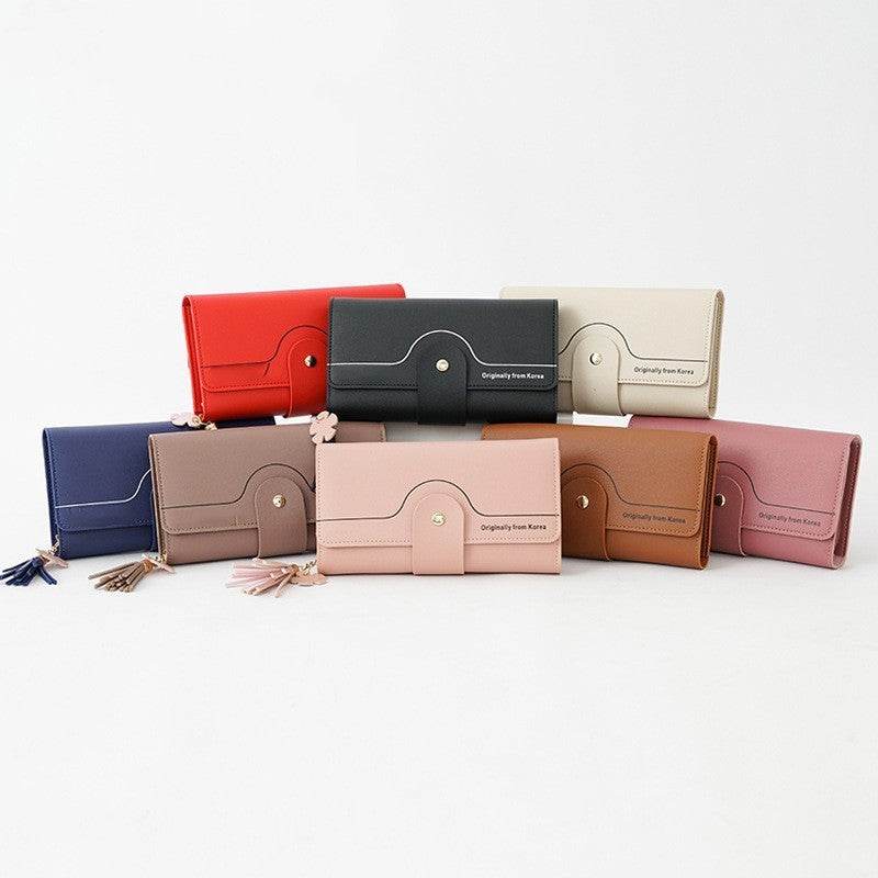 Geometric Alphabet Buckle Clutch Tassel Petal Long Ladies Wallet - Mubimart