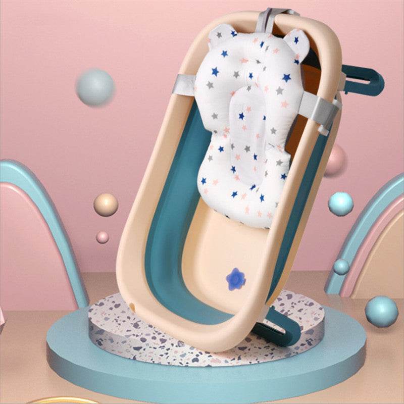 Baby Bath Seat Support Mat Foldable Baby Bath Tub Pad & Chair Newborn Bathtub Pillow Infant Anti-Slip Soft Comfort Body Cushion - Mubimart