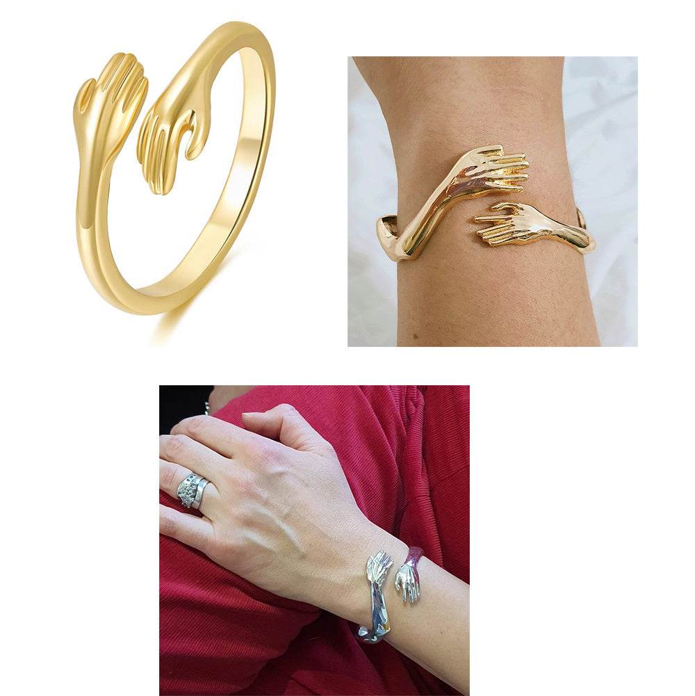 Goth Hand Hug Bracelet For Women Men Cuff Bangle Adjustable Lover Couple Bracelets - Mubimart