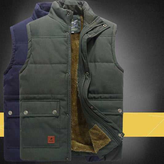 Large Size Vest Men Plus Velvet Thick Cotton Vest - Mubimart