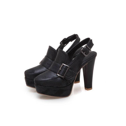 Platform Spike High Heels Buckle Retro Slingbacks Womens Shoes Heels Pumps - Mubimart