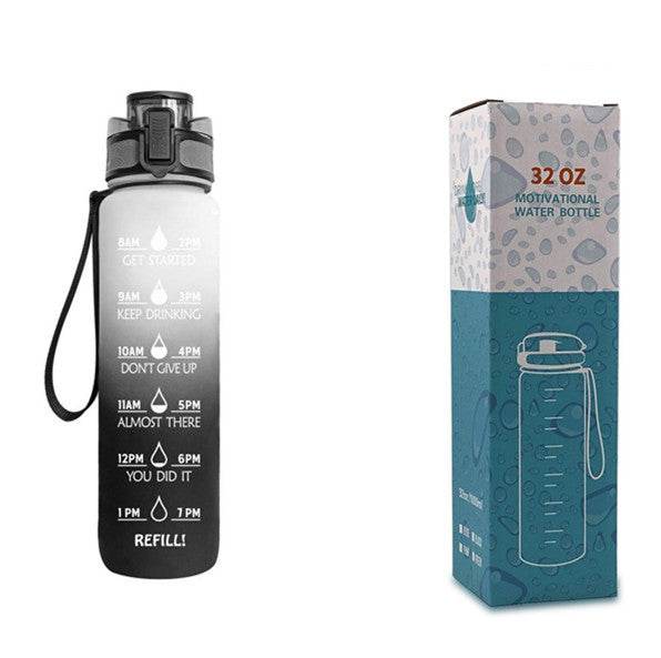 1L Tritan Water Bottle With Time Marker Bounce Cover Motivational Water Bottle Cycling Leakproof Cup For Sports Fitness Bottles - Mubimart