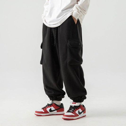 Polar Fleece Loose Sports Workwear Sweatpants - Mubimart
