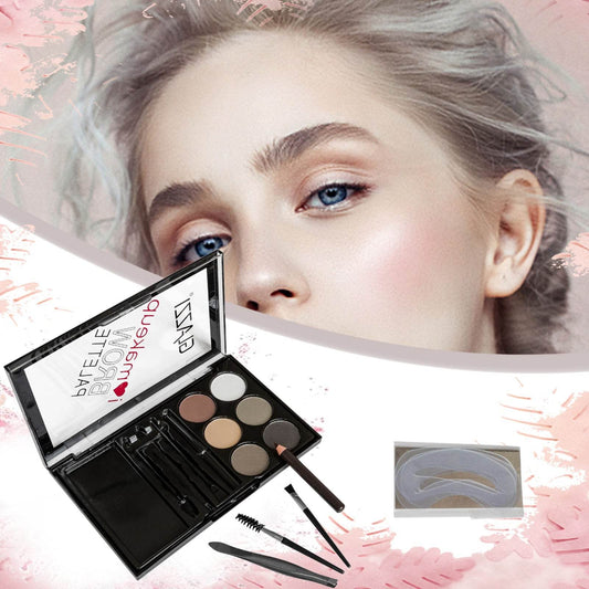 Natural Brown Eyebrow Powder Palette Eye Contour Enhancers Eye Brows Shadow Stamp Shaping Waterproof Makeup Kit With Brush - Mubimart
