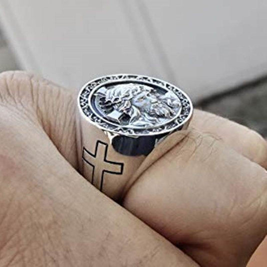 Fashion Jesus Cross Men Punk Ring - Mubimart