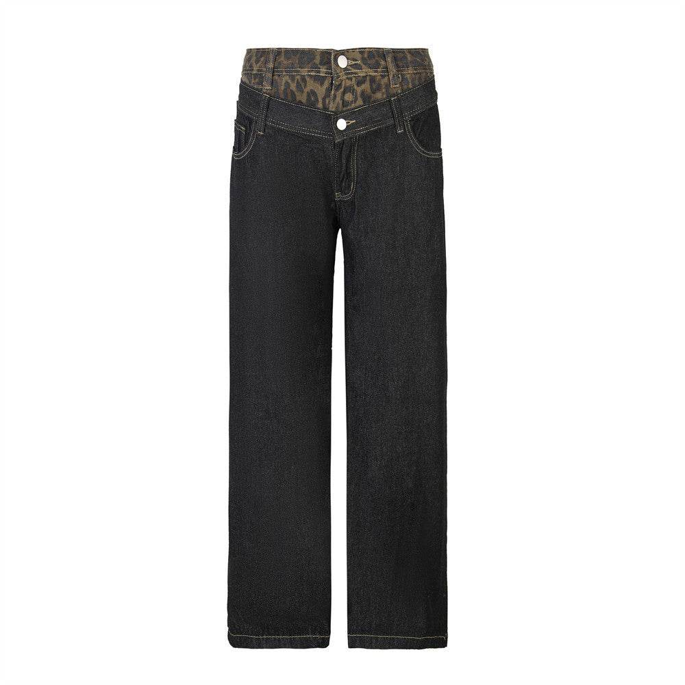 Stitching Straight Jeans For Men And Women - Mubimart