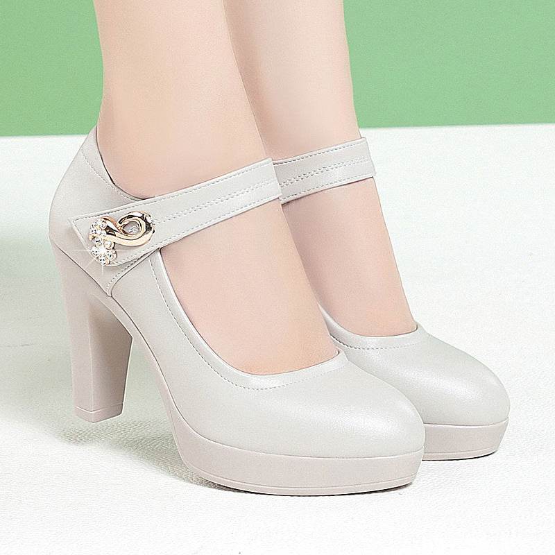 Women's Stylish Platform Chunky Heel High Heels - Mubimart