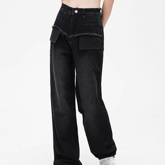 Retro Distressed Straight Jeans For Women - Mubimart