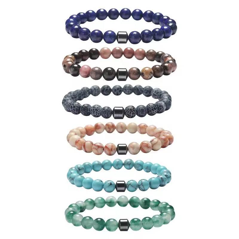 Natural Gemstone Bracelet Vintage Stone Beads Men Women Jewelry - Mubimart