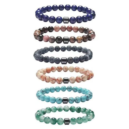 Natural Gemstone Bracelet Vintage Stone Beads Men Women Jewelry - Mubimart