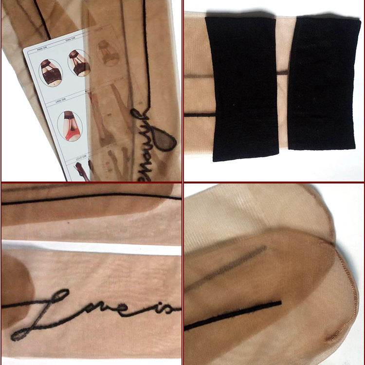Knee High Socks New Jacquard Letter Back Vertical Line Stockings - Mubimart