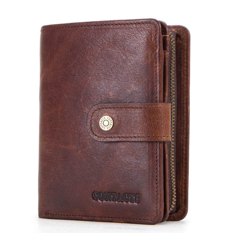 Multifunctional Men's Wallet Pure Cowhide Leather - Mubimart