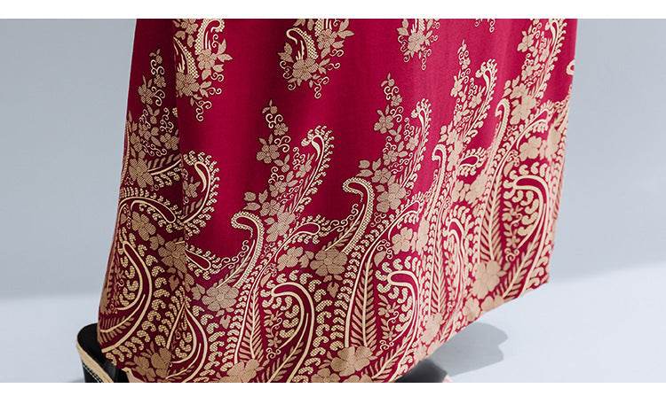 Spring Ethnic Style Plus Size Women's Cotton Silk Robe Loose Dress - Mubimart