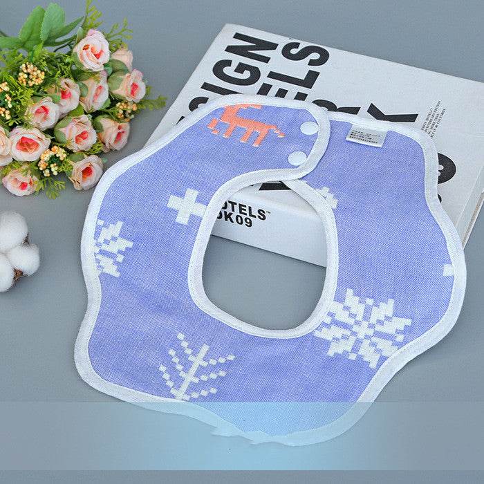 U-shaped Bib Children's 6-layer Cotton Gauze Bib Cartoon Custom Infant Baby Supplies 360 Rotating Bib - Mubimart