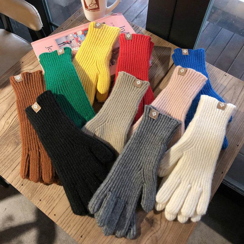 Winter Solid Color Knitted Gloves For Men And Women - Mubimart