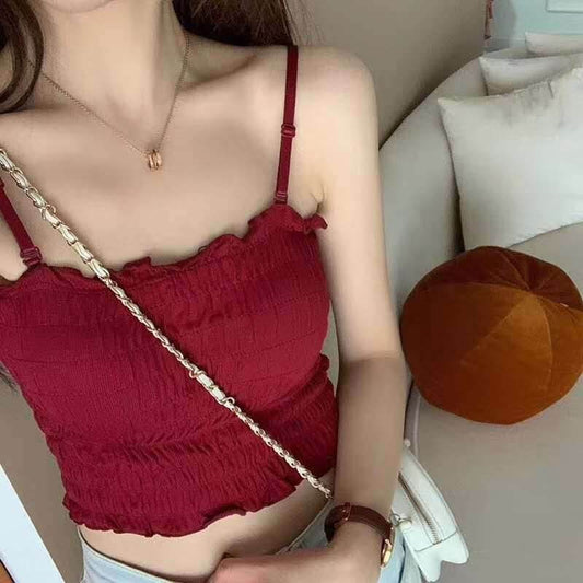 Ladies Fashion Wrap Chest Camisole Bottom Vest - Mubimart