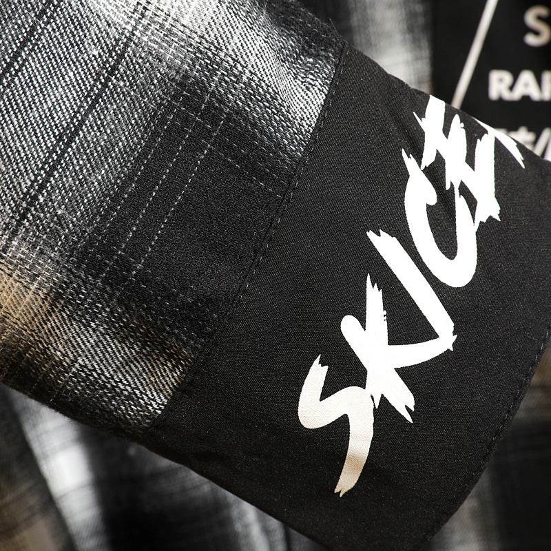 Plaid Shirt Korean Workwear Jacket Outdoor Casual Shirt Loose Jacket - Mubimart