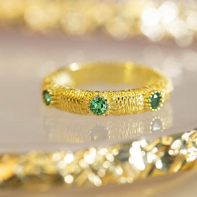 Inlaid Emerald Gold Gemstone Women's Light Luxury Niche Bracelet - Mubimart