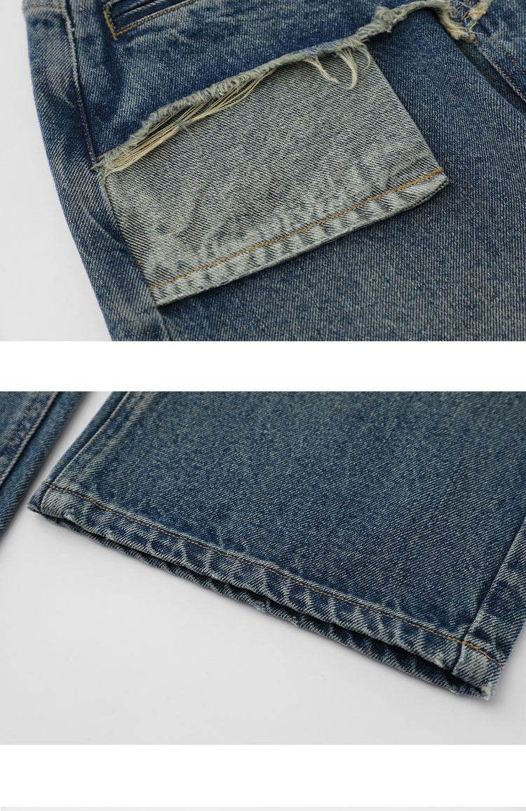 Retro Distressed Straight Jeans For Women - Mubimart