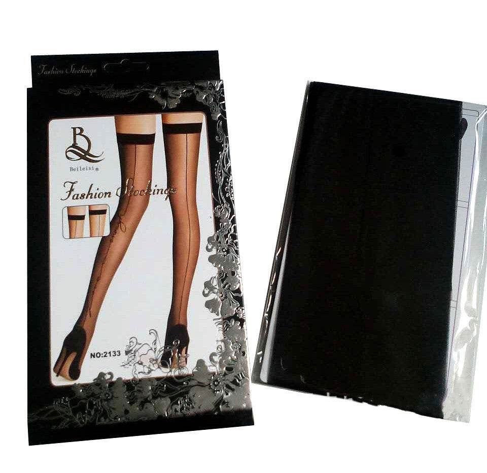 Knee High Socks New Jacquard Letter Back Vertical Line Stockings - Mubimart