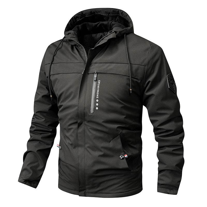Winter New Plus Size Fleece Hooded Jacket Outdoor Casual Men's Jackets Shell Jacket - Mubimart