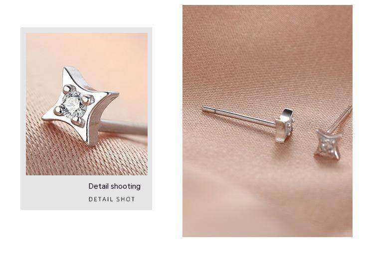 Sterling Silver Star Stud Earrings Women - Mubimart