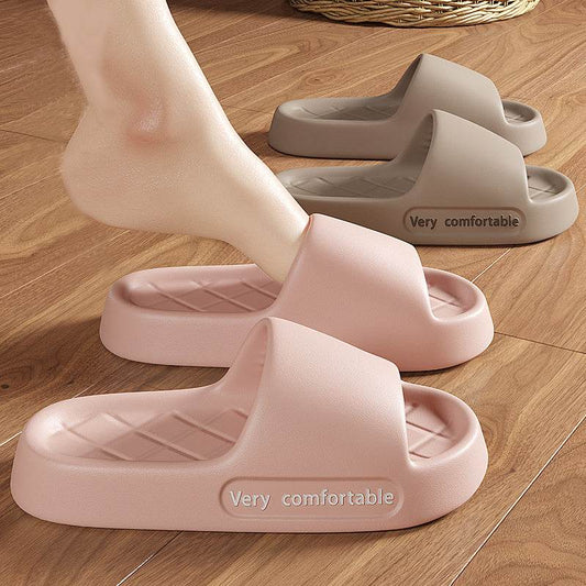 Summer Rhombus Slipper Indoor House Shoes For Men Women Couples Solid Color Non-slip Bathroom Slippers - Mubimart