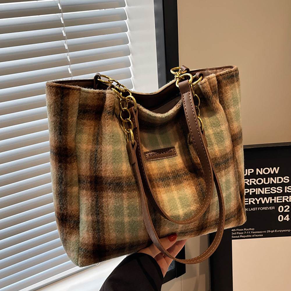 Fashion Personality Plaid Tote Bag For Women - Mubimart