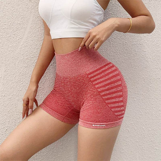 Biker Shorts For Women High Wais Stripe Gym Running Shorts - Mubimart