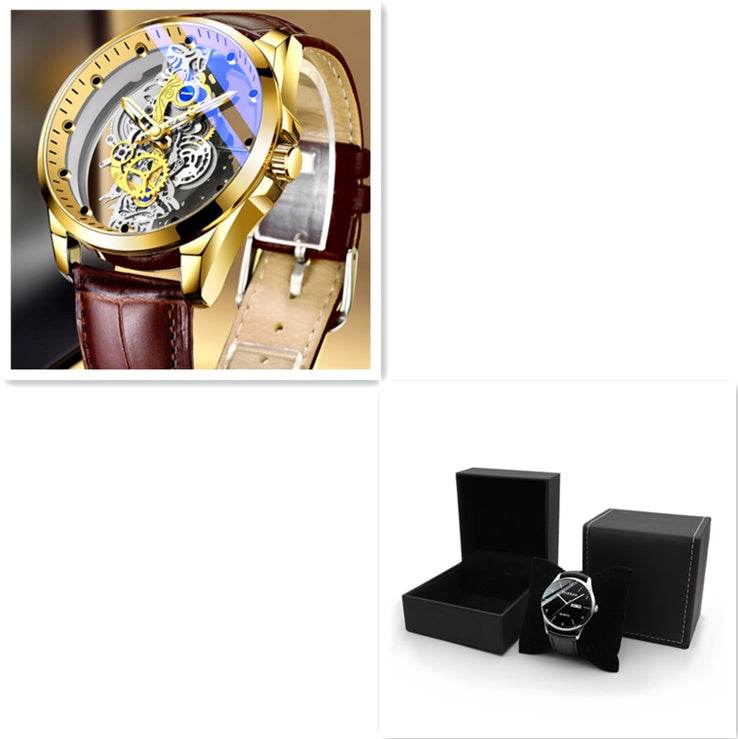 Men Watch Skeleton Automatic Quartz Watch Gold Skeleton Vintage Man Watch Mens Watches Top Brand Luxury - Mubimart