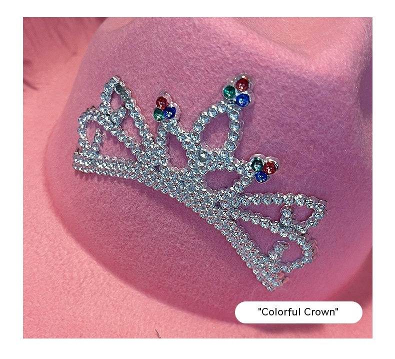 Western Denim Big Brim Sun-proof Rhinestone Crown Fedora Hat - Mubimart