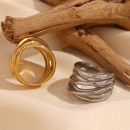 European And American Niche Retro Irregular Woven Winding Closed Ring