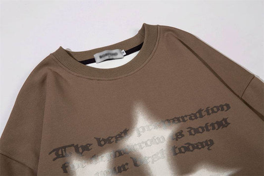 Cross Printed Crew Neck Sweatshirt Men - Mubimart