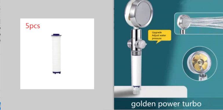 Shower Head Water Saving Flow 360 Degrees Rotating With Small Fan ABS Rain High Pressure Spray Nozzle Bathroom Accessories - Mubimart