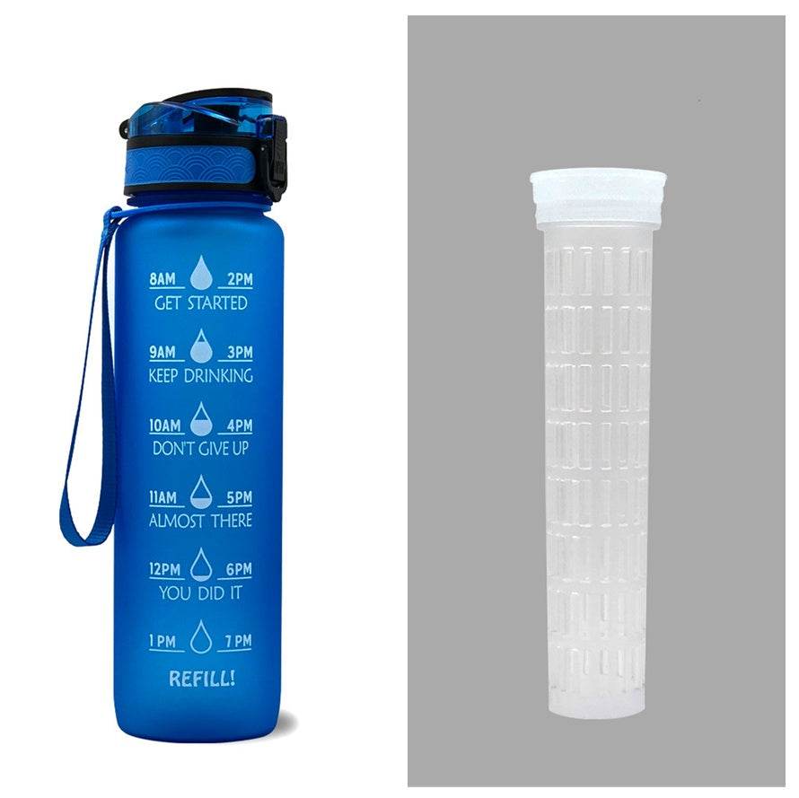 1L Tritan Water Bottle With Time Marker Bounce Cover Motivational Water Bottle Cycling Leakproof Cup For Sports Fitness Bottles - Mubimart