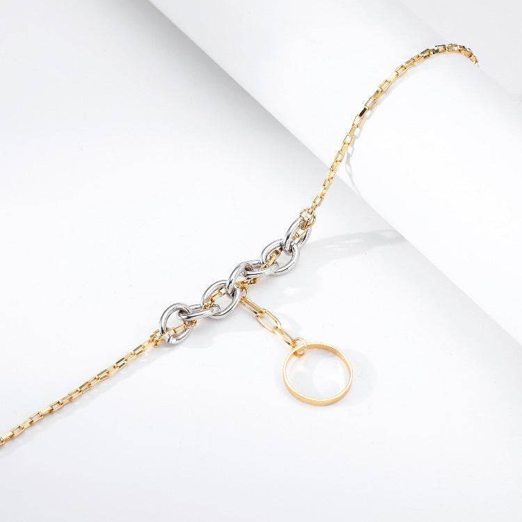Sexy Chain Necklace Punk Exaggerated Sweater Chain Double Ring Pendant Necklace Men And Women Clavicle Chain - Mubimart