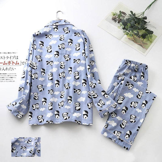 Men's Printed Long-sleeved Trousers Pajama Set - Mubimart