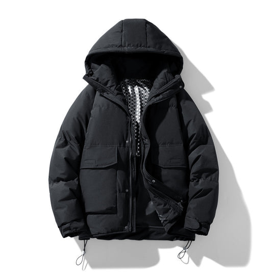 Hooded Down Jacket Men's And Women's White Duck Down Coat Wide Bread Coat