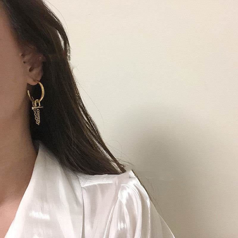 European And American Ring Tassel Hoop Hoop Earrings Chain - Mubimart