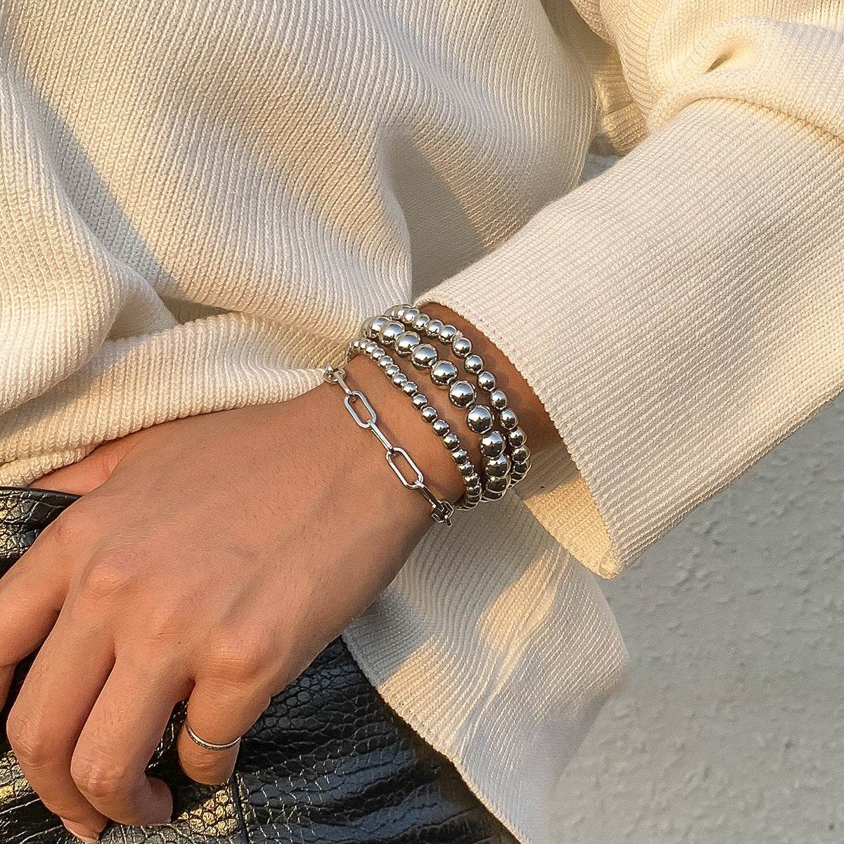 Street Shooting Personality Stacking Woven Beaded Bracelet Women - Mubimart