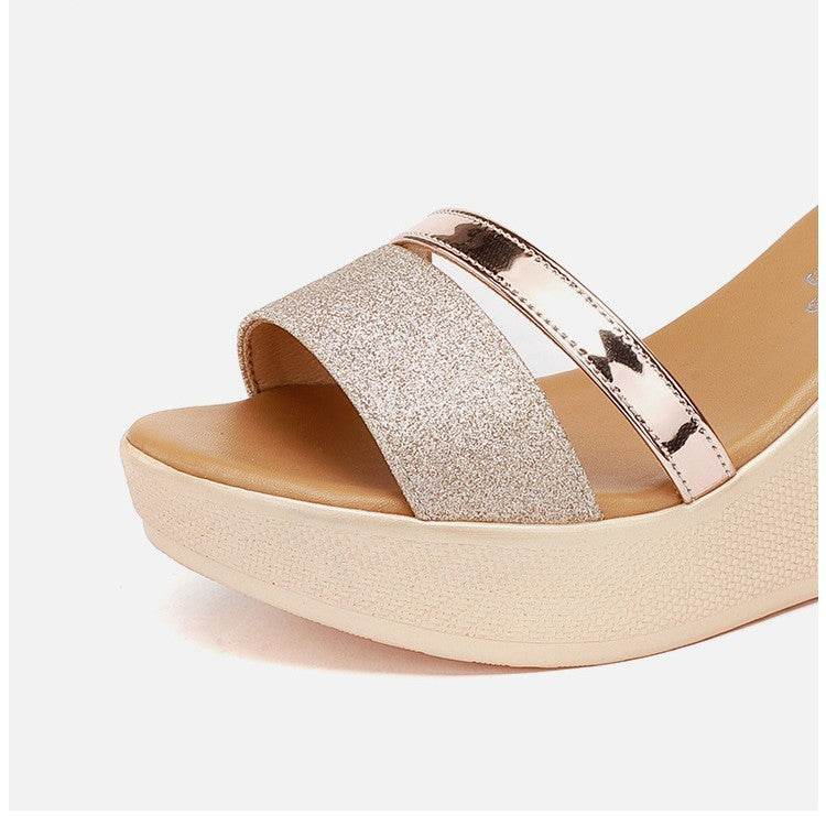 Summer New Muffin Platform Large Size Flat Bottom Soft Bottom Comfort Sandals - Mubimart